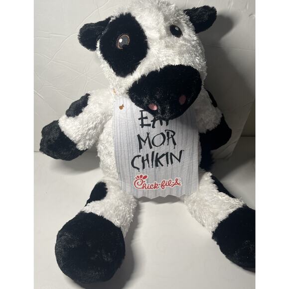 Chick-Fil-A Large Stuffed Animal Plush Black and white Cow Eat More Chikin 20” - Picture 4 of 6